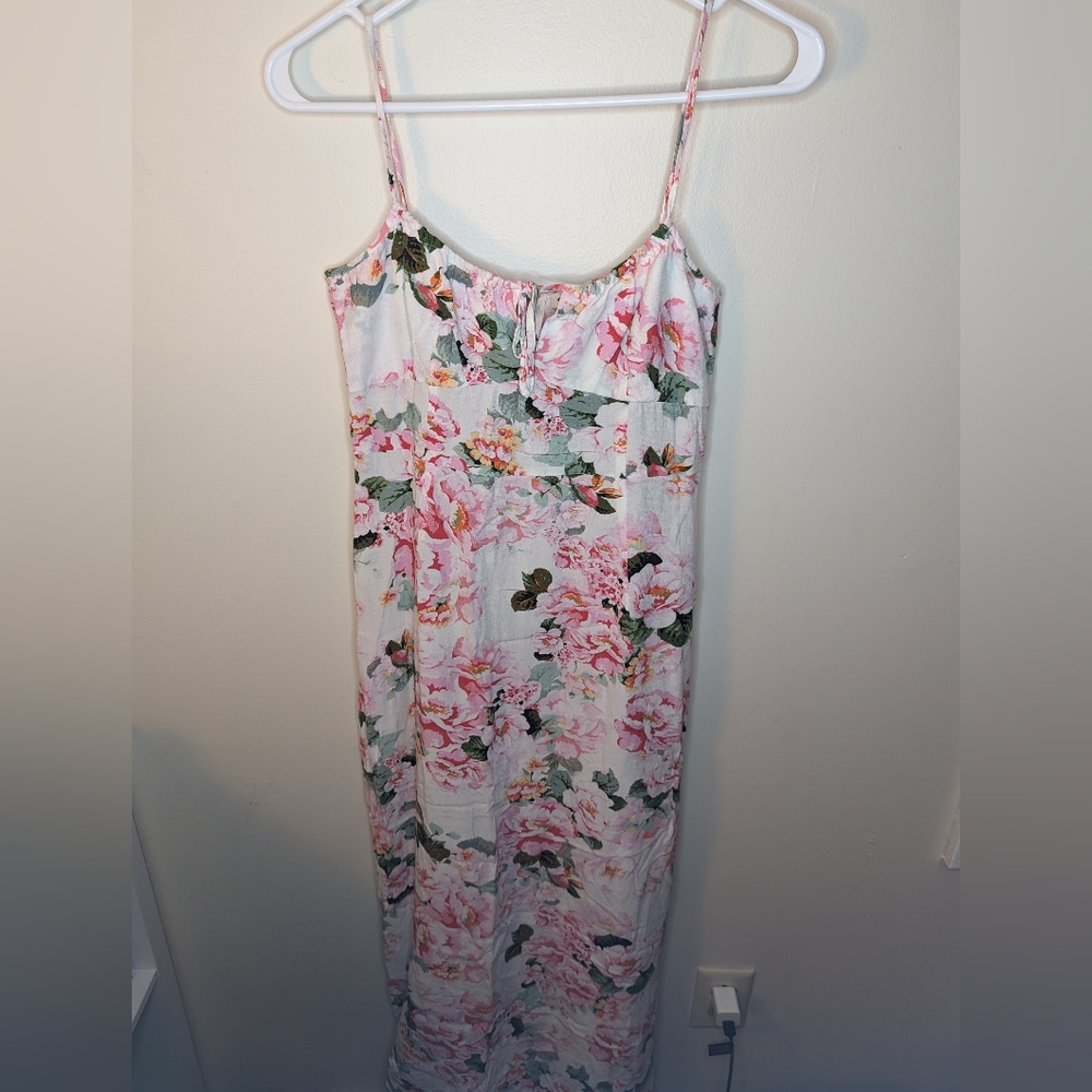 Favorite Daughter White & Pink Rose Print Maxi